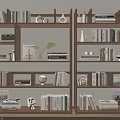 Wooden Bookshelves with Books Decorative Items and Modern Open Shelving Storage Design