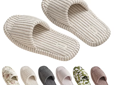 Comfortable Striped Knitted Home Slippers In Multiple Colors And Styles 3d model