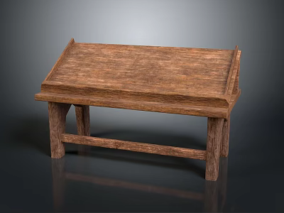 Rustic Wooden Bench With Simple Structure And Natural Wood Grain Surface 3d model