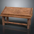 Rustic Wooden Bench With Simple Structure And Natural Wood Grain Surface 3d model