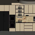 Modern Kitchen Sideboard With White Cabinets Wine Racks And Marble Countertop Storage