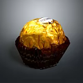 Golden Wrapped Chocolate Ball with Brown Paper Cup and Small Tag on Top