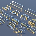 Door handle hardware 3d model