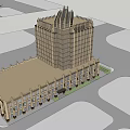 Modern Office Building Complex Featuring High Rise Tower And Multi Story Structure With Glass Facade 3d model