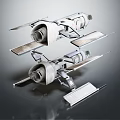 Two Metallic Mechanical Devices With Solar Panels And Engine Structures