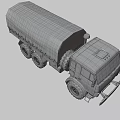 Green Military Truck With Canvas Covered Cargo Bed And Six Wheel Design
