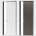Modern White And Dark Brown Hinged Doors With Sleek Frame And Metal Handles