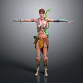 Female Warrior Adventurer With Vine Creature Companion In Green Accent Armor And Boots