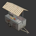 Fresh Hot Dog Street Food Cart With Striped Awning And Condiments