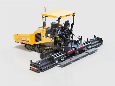 Yellow Road Roller With Cab And Paving Tracks For Construction Projects 3d model