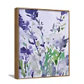 Watercolor Plant Paintings With Lavender Flowers Green Leaves And Wooden Frames