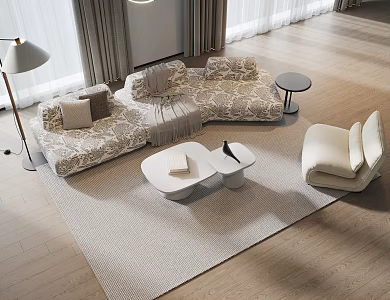 Modern Sofa Coffee Table Group Single Sofa Mother and Mother Coffee Table Fabric Multi-Person Sofa Corner Sofa 3d model