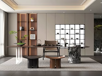 New Chinese Style Tea Room Tea Room Dining Table and Chair Guide Table 3d model