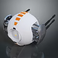 White Spherical Device With Orange Stripes Metallic Components Circular Light And Mechanical Arms 3d model