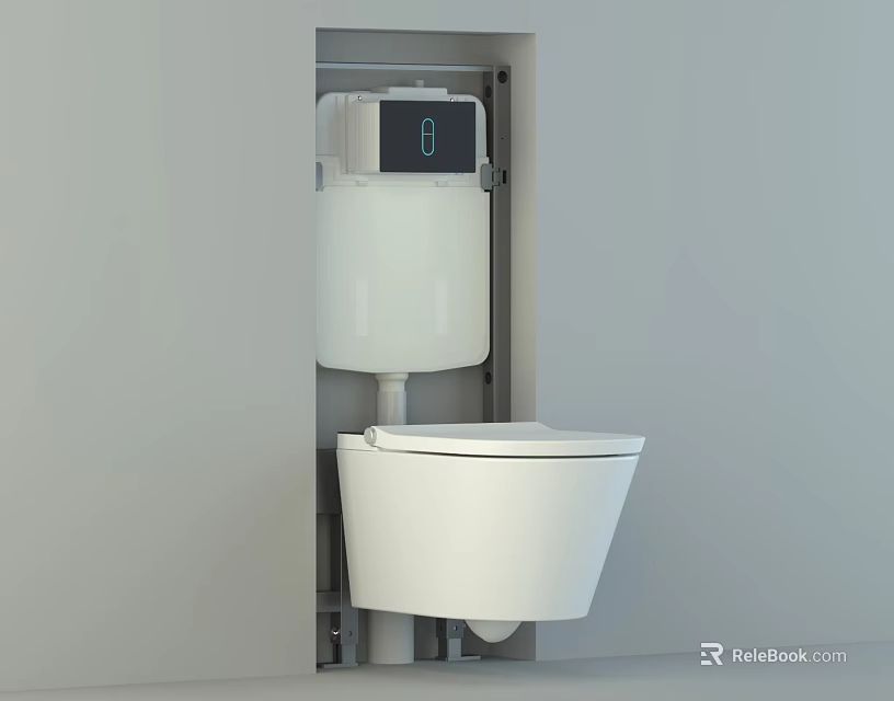 Modern White Wall Mounted Toilet With Built In Cistern And Sleek Design 3d model 