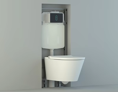 Modern White Wall Mounted Toilet With Built In Cistern And Sleek Design 3d model