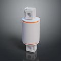 White cylindrical industrial component with orange ring and top bottom connectors