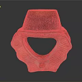 Artistic Sculpture Carving With Red And Black Top And Circular Hollow Base With Spiral Patterns