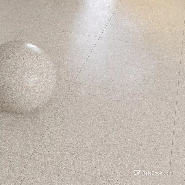 Light Colored Floor Tiles With Textured Surface And Decorative Sphere 3d model 