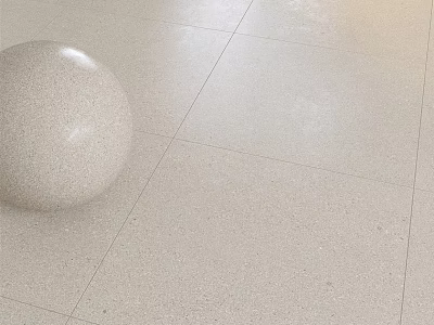 Light Colored Floor Tiles With Textured Surface And Decorative Sphere 3d model