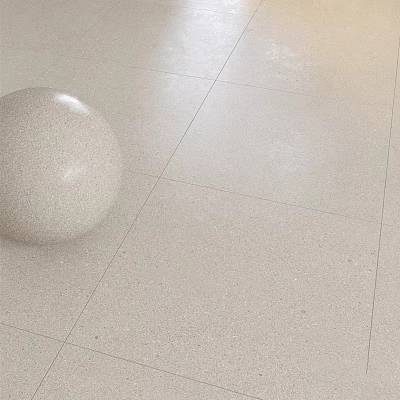 Light Colored Floor Tiles With Textured Surface And Decorative Sphere 3d model