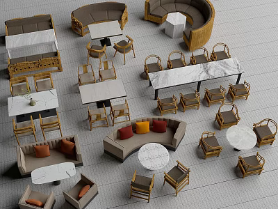 Versatile Stylish Table And Chair Sets With Sofa Seats For Modern Living Dining Areas 3d model