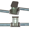 Modern Security Booth Design With Sliding Barriers And Glass Windows For Entry Control 3d model