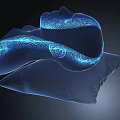 Transparent 3D Glowing Blue Head Organ Visualization With Vascular Structure On Pillow