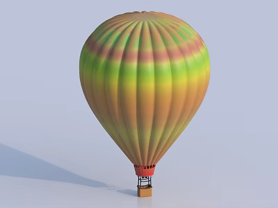 Colorful Hot Air Balloon Amusement Equipment with Yellow Green Orange Gradient and Red Basket 3d model