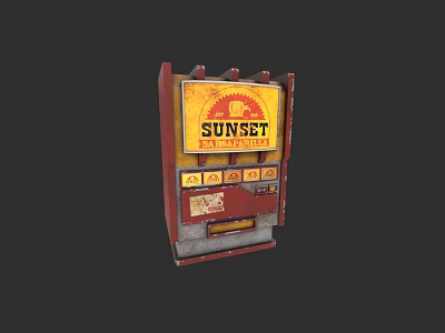 Vintage Sunset Vending Machine With Retro Red And Yellow Design 3d model