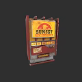 Vintage Sunset Vending Machine With Retro Red And Yellow Design