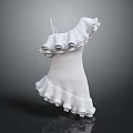 White One Shoulder Dress With Ruffles On Shoulders And Hem In Elegant 3D Design