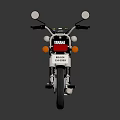 Red YAMAHA Motorcycle With Black Seat Silver Wheels Classic Design And Reflective Surface