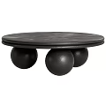 Stylish Black Round Coffee Table With Three Spherical Legs Design 3d model
