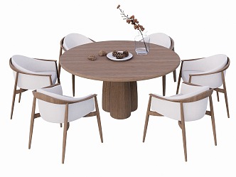 Round Dining Table and Chair 3d model