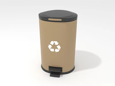 Modern Recycling Trash Can With Brown Black Body And Foot Pedal 3d model
