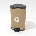 Modern Recycling Trash Can With Brown Black Body And Foot Pedal