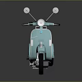 Vintage Light Blue Scooter With Brown Seat Rearview Mirrors And Rear Rack