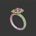 Elegant Fashion Ring With Square Gemstone And Engraved Silver Band