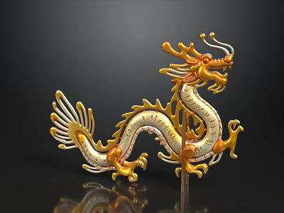 Exquisite Food Decorated With Golden Dragon Ornament And Detailed Craftsmanship 3d model