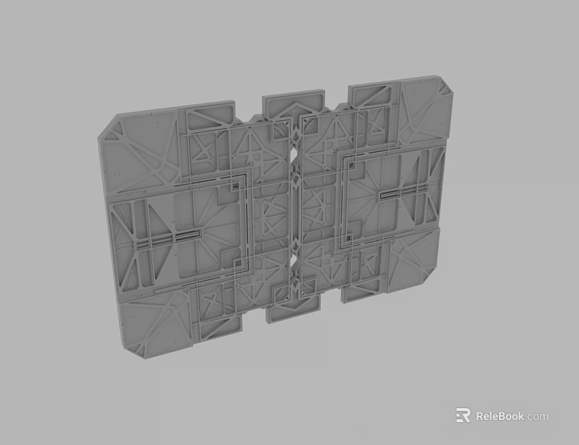 Gray Industrial Structural Component With Intricate Geometric Framework And Grid Design 3d model 