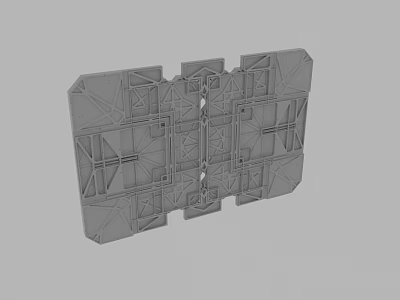Gray Industrial Structural Component With Intricate Geometric Framework And Grid Design 3d model