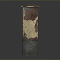 Rusty Old Metal Box With Peeling Paint And Concrete Base 3d model