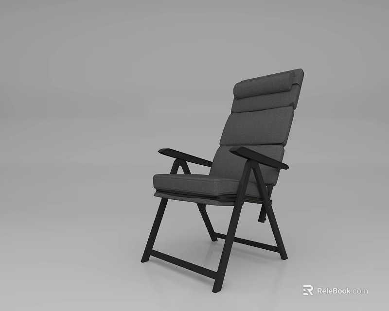 Modern Gray Recliner Chair With Black Metal Frame And Comfortable Design 3d model 