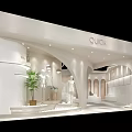 Modern White Clothing Store Interior With Arched Design Mannequins And Green Plant