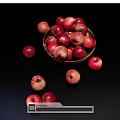 Ceramic Serving Bowl Filled With Fresh Red Apples On Black Background