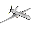 Unmanned Military Fighter Jet With Long Wing Propeller And Mounted Missiles