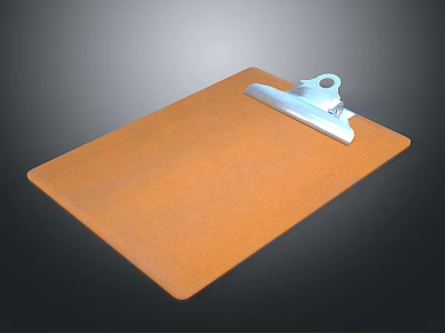 Orange Clipboard With White Clip Perfect For Daily Office And School Stationery Use 3d model
