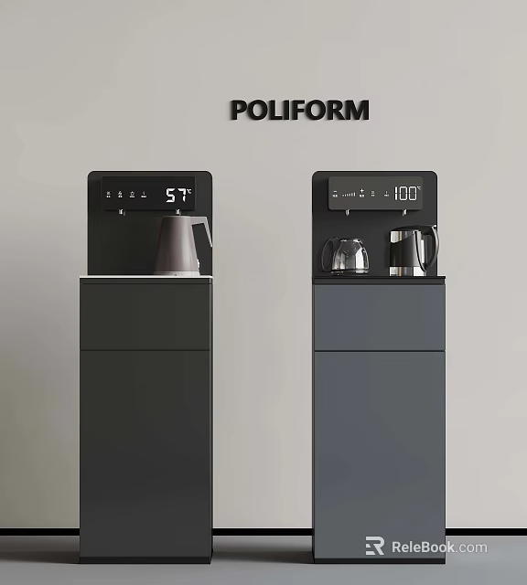 Poliform Black And Gray Water Dispensers With Digital Displays And Kettles 3d model 
