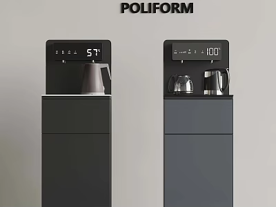 Poliform Black And Gray Water Dispensers With Digital Displays And Kettles 3d model